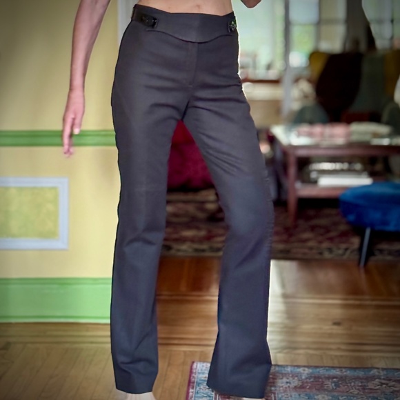 Versace Pants - Gianni Versace Couture Pants fitted high waist with belt Black Vintage 90s Sz 46